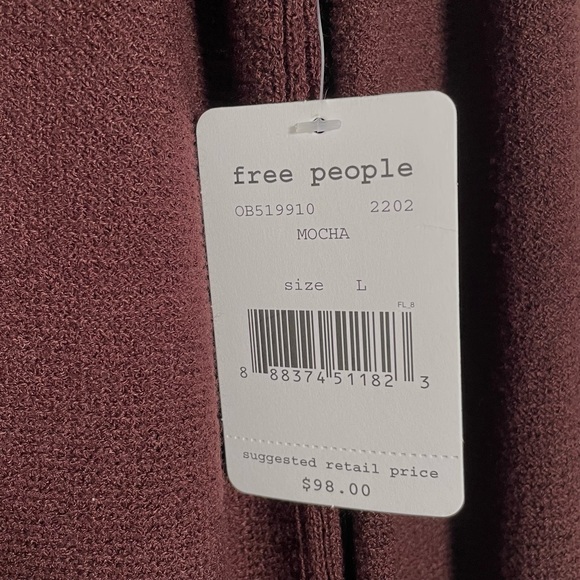 New Free People Crisscross Long-Sleeve Tunic Sweater in Mocha - Size L - Picture 7 of 10